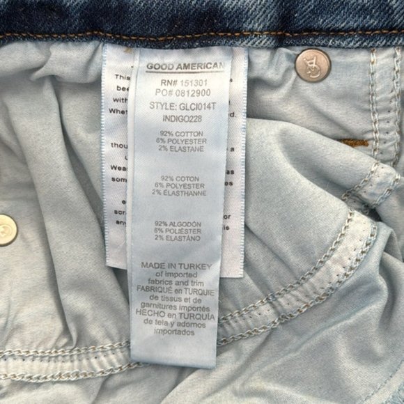 Good American Blue Distesssed Light Compression Skinny Jeans Size 27 NWT - Picture 7 of 9